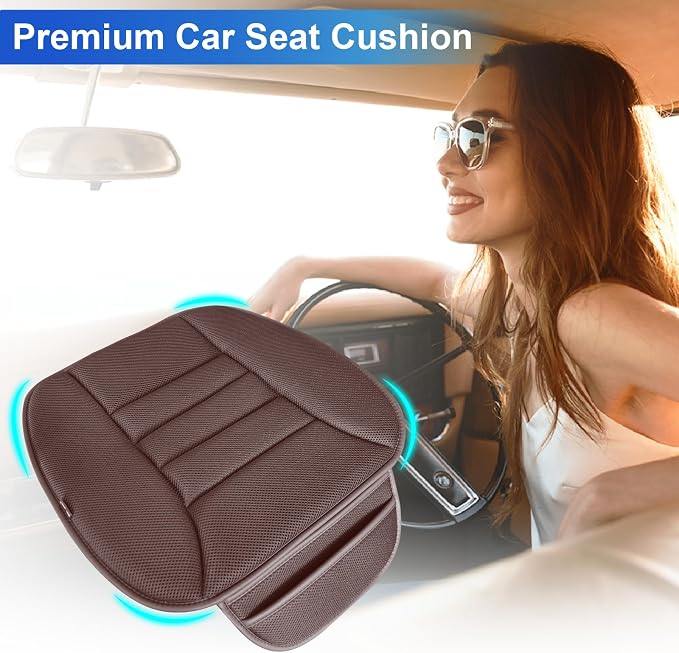 Lofty Aim Car Seat Cushion for Driving, Memory Foam Driver Seat Cushion | Car Seat Cushion for Long Driving, Automotive Seat Cushion for Pain Relief, Car Seat Pillow Fits Vehicles, Office, 4D Brown