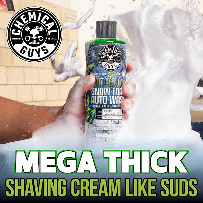 Chemical Guys, Honeydew Snow Foam Car Wash Soap for Foam Cannons, 1 Gallon | High-foaming pH-balanced suds for cannons, guns or buckets, gentle on wax and coatings, fresh honeydew scent