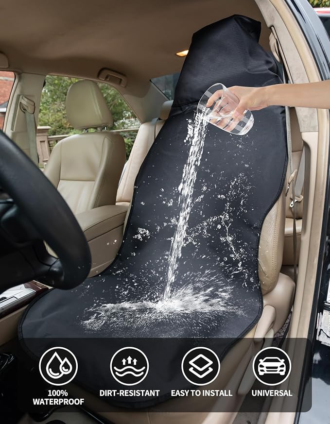 Waterproof Car Seat Cover Automotive Seat Covers for Cars Trucks and SUVs Car Seat Cover Protector Front Seats Black-2