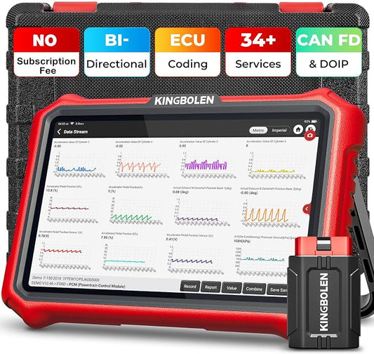 KINGBOLEN K8 Pro 8-Inch Bidirectional Bluetooth OBD2 Diagnostic Scanner | Lifetime Software Updates, All Systems Scan,34+ Resets, CAN FD & DoIP, ECU Code, V.A.G Guide, FCA AutoAuth, No Subscription