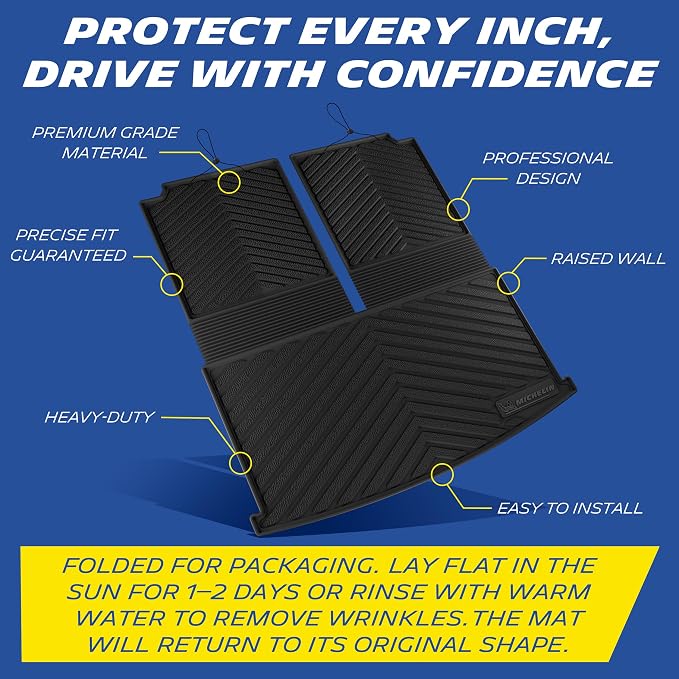 Michelin Vehicle Mats, All-Weather TPE Custom Fit Liner for 2018-2026 Volkswagen VW Atlas 6 & 7 Seats (1 Piece), Not fit Cross Sport, Premier