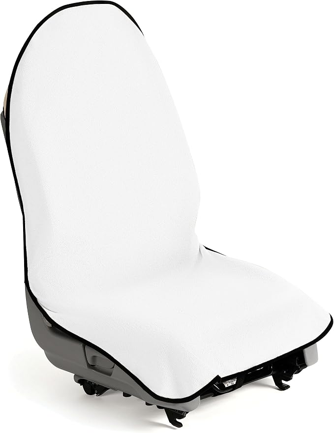 lebogner Waterproof Sweating Car Seat Cover for Post Gym Workout, Running, Swimming, Beach and Hiking, Universal Fit Anti-Slip Bucket Seat Protector for Cars, SUVs and Trucks, Machine Washable, White