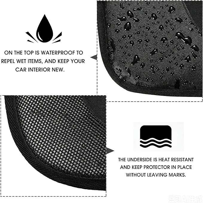 Kaiphy Car Seat Protector with Thick Padding + XL Large Car Seat Cover for Child Car seat, Eco Friendly Waterproof & Durable Fabric + 2 Storage Pockets Protect Fabric or Leather Seats 2Pack (Black)