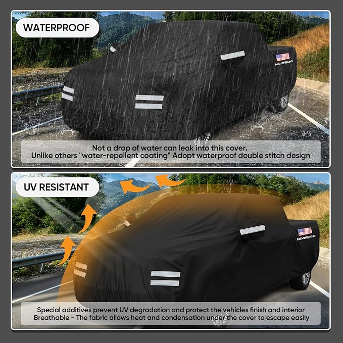 Truck Cover, Full Truck Covers Waterproof All Weather Dustproof, Snowproof, UV Protection Car Covers for Automobiles Universal Fit for Truck Cover Size 242''L x 80''W x 76''H
