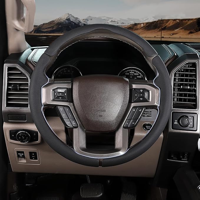 Steering Wheel Cover for Ford F150 2015-2020/ F250 2017-2022/ F350 2017-2022/ F450 2017-2022/ F550 2017-2022/ Ford Expedition 2018-2021 Steering Wheel Protector for Ford Steering Wheel Accessories