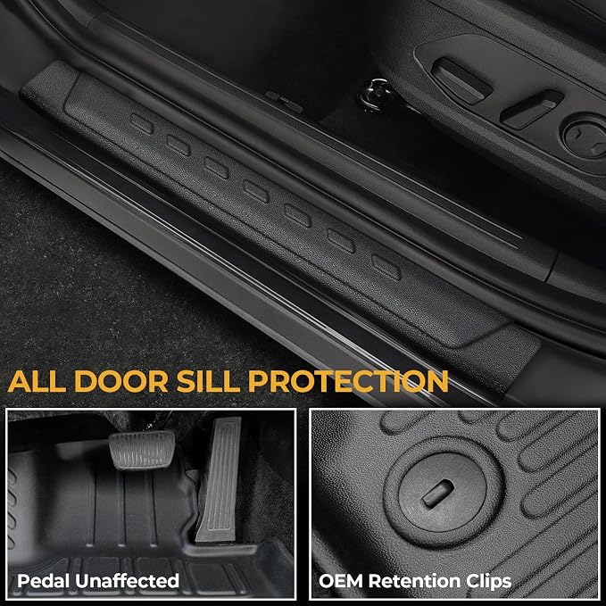 Floor Mats for Kia Sportage Hybrid 2023-2026, All Weather Floor Mats Trunk Cargo Liner with Backrest Protectors and Door Sill Guards Accessories, Full Coverage Set (Not Fit PHEV&Gas)