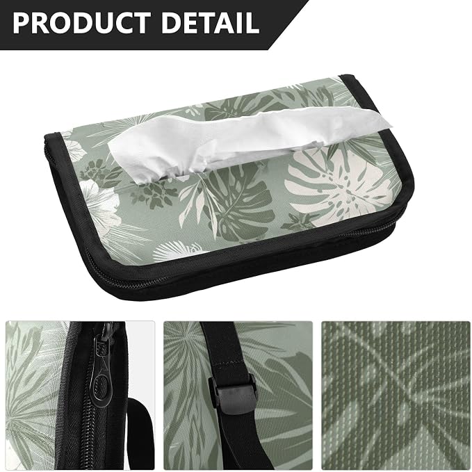 Car Visor Tissue Holder Mask Holder for Car, Car Tissue Box Sun Visor Napkin Holder Car Visor Accessories Adjustable Straps Reusable Durable Easy to Install Tropical Palm Leaves Birds Flower