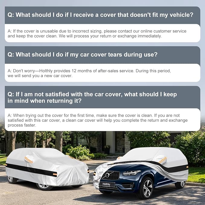 10 Layers SUV Car Cover Custom Fit for Volvo XC90 (2015-2026), Waterproof All Weather for Automobiles, Outdoor Full Cover Sun Dust Rain Protection with Cotton. Silver