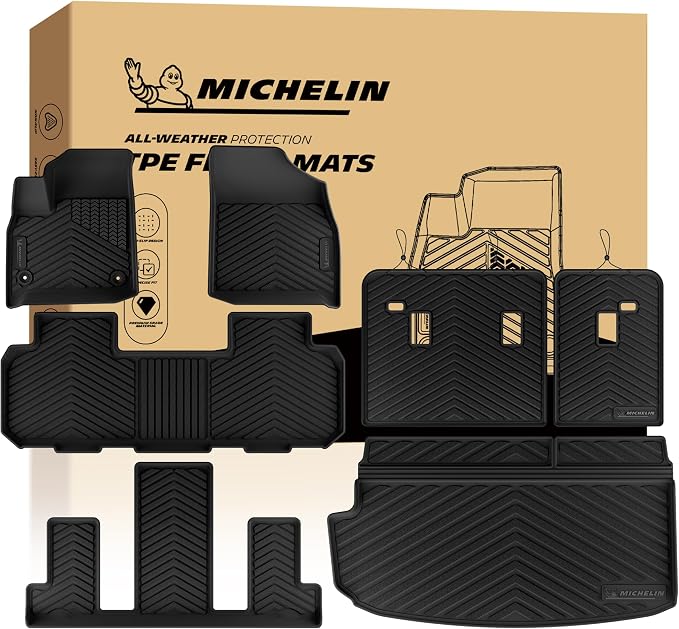Michelin Vehicle Mats for 2018-2023 Chevy Traverse/2024 Traverse Limited | 7 Seats/Bucket Seats, 2nd Row, Not Fit 8 Seats/2nd Row Bench Seats, All-Weather TPE Custom Fit Liner, Premier