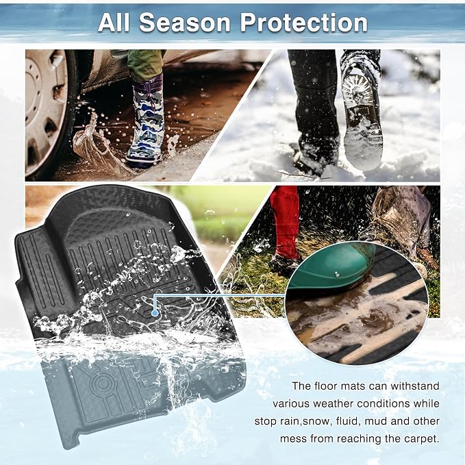 Mixsuper Floor mat for Chevrolet Chevy Tahoe/GMC Yukon 2021-2026 7 Seats(Not for 8 Seats, Yukon XL),All Weather TPE Rubber Floor Liners Protection for Tahoe Accessories,3 Row Anti-Slip Car Mats, Black