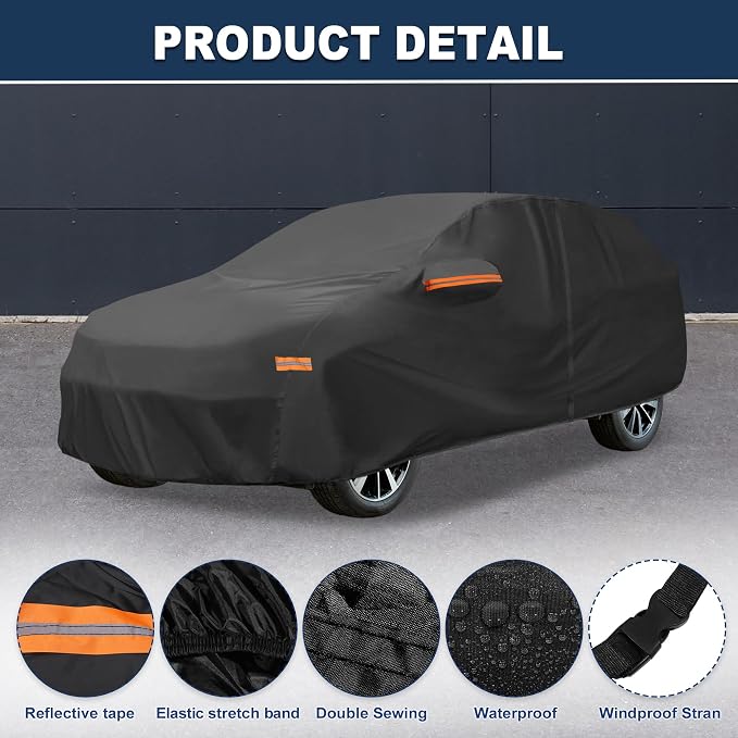 ACROPIX Car Cover Waterproof All Weather Full Exterior Cover Rain Hail Sun Protector Car Cover Black Fit for Nissan X-Trail 2010-2024 with Door Zipper - Pack of 1
