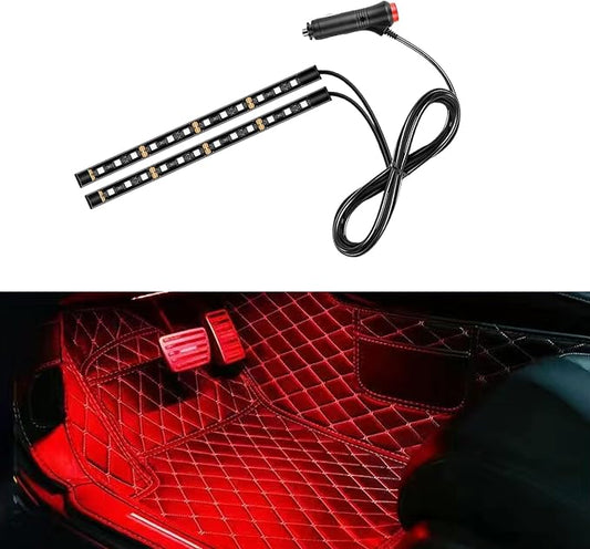Car LED Strip Light, 24 LED 12V Cigarette Lighter Port, Red | RGB Neon Auto Interior Atmosphere Lights, Under Dash Ambient Night Light, Universal Decorative Lamp Accessory for Car Truck