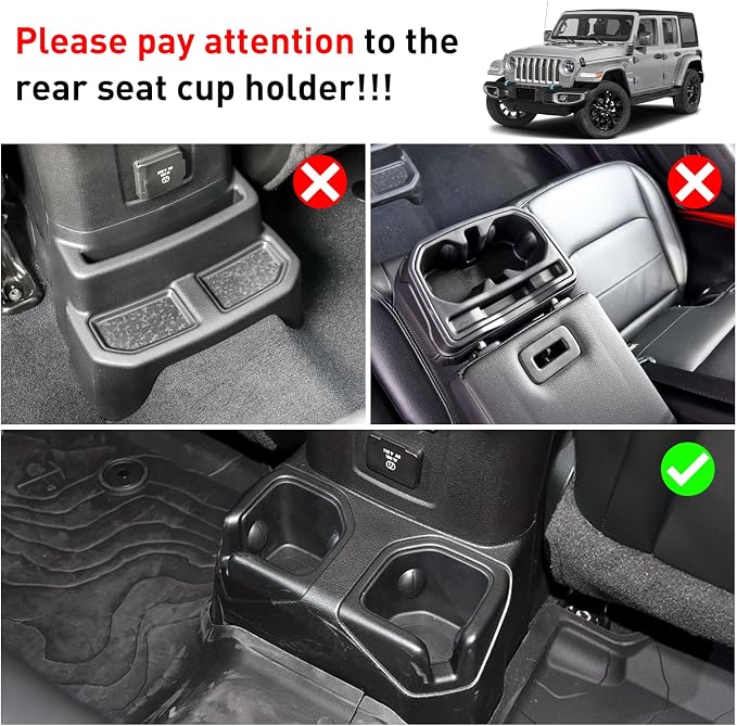 Cup Holder Coaster for Wrangler JL JLU 2018-2025 2026 Wrangler Accessories | for Gladiator JT 2020-2026 Silicone Cup Inserts, Interior Mats Pad, 4-pcs Set, for Deep Rear Cup Holders, Red Trim