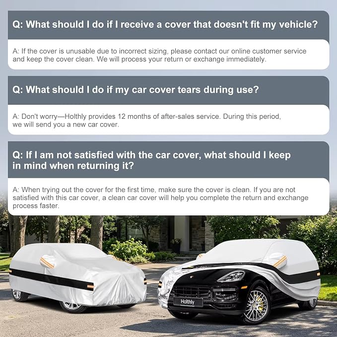 10 Layers SUV Car Cover Custom Fit for Porsche Cayenne (2002-2026), Waterproof All Weather for Automobiles, Outdoor Full Cover Sun Dust Rain Protection with Cotton. Silver