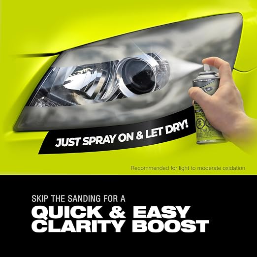 Detour 1-Step Headlight Restoration Spray - 2-in-1 Headlight Coating and Quick Restorer for Plastic Car Headlights, Long-Lasting UV Protection, Easy to Apply, 3 oz