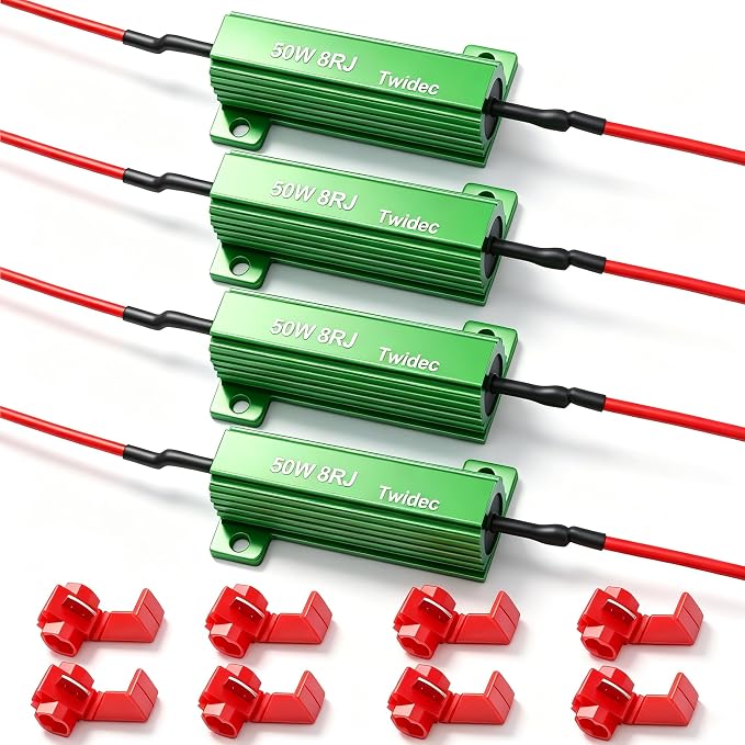 Twidec/4Pcs 50W 8Ohm LED Load Resistors For Fix LED Hyper Flash Turn Signal Light Bulb Fast Blink Error Code Warning Cancellor RX24-50W8-4X