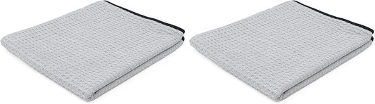The Rag Company - The Big One - Waffle-Weave Microfiber Drying Towel; Super Absorbent for Car Washes, Detailing, and More; Buttersoft Suede Edges; Scratch-Free, 450GSM, 25in x 40in, Grey (Pack of 2)