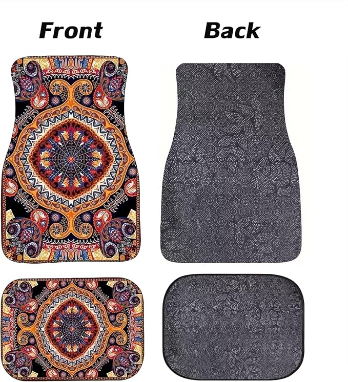 Car Floor Mats Non-Slip Automotive Floor Mats All-Weather Front Rear Car Floor Foot Mat Sets of 4 Pieces Foot Mats Rugs Carpet for Car Trucks SUV Sedans (Colorful)