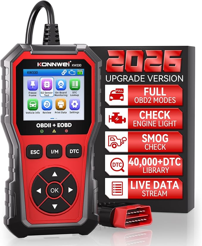 KONNWEI OBD2 Scanner Diagnostic Tool KW330, Check Engine Code Reader with Battery Voltage Test, Live Datastream, Freeze Frame, Car Scanner Diagnostic Tool for All OBDII Car Since 1996