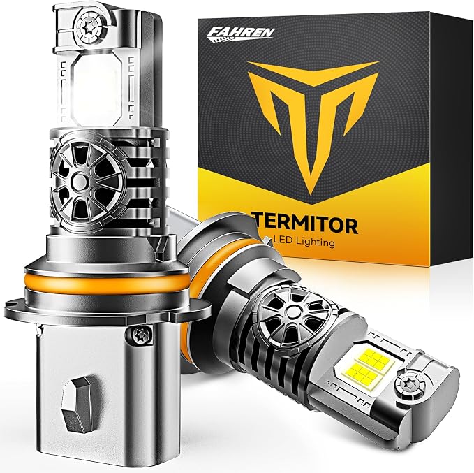 Termitor 9004/HB1 Light Bulbs, 50,000LM 1000% Brightness, 60000+ Hours Lifespan, Real 1:1 Halogen Mini Size, 6500K Cool White Driving Light Bulbs, Plug-N-Play, Pack of 2