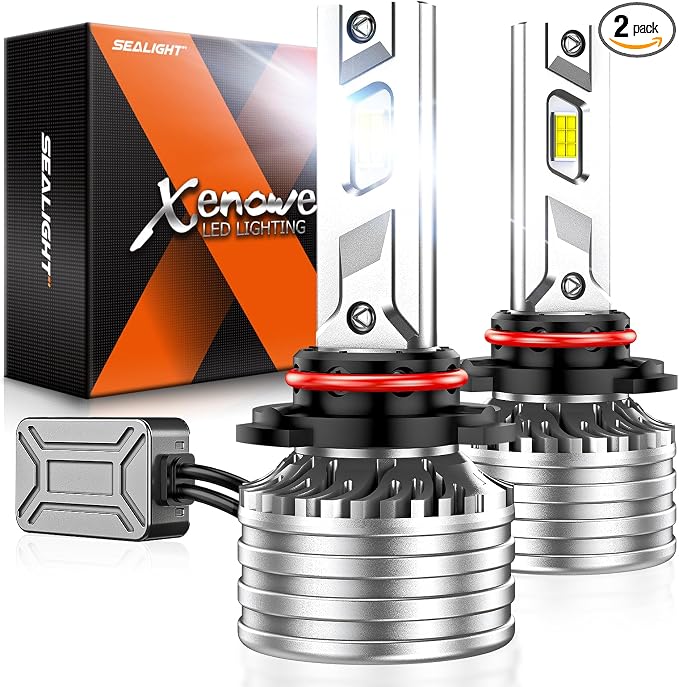 SEALIGHT 9005 Bulbs, 90,000LM 1400% Brightness, HB3 9005 6500K Cool White LED Bulbs, IP68 Waterproof 70000Hrs Lifespan, 5X Heat Dissipation driving LED Bulbs, Plug and Play, 2 Pack