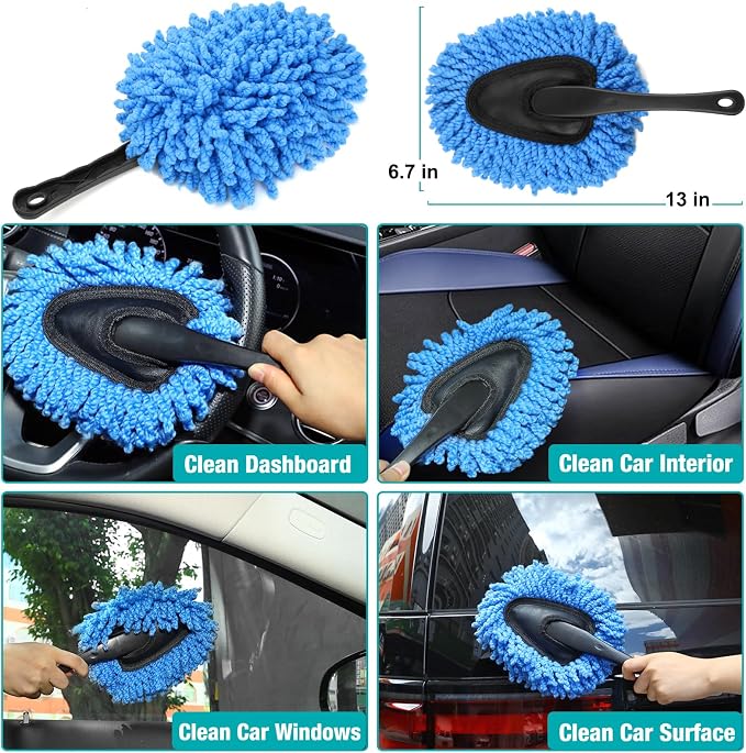Luscinum Car Interior Duster Detailing Cleaning Gel Brushes Kit, | Soft Dust Detail Crevice Brush Slime Putty Cleaner Accessories Tools for Dashboard,Air Vent,Panel,Leather