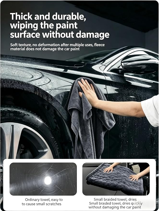 Microfiber Towels for Cars, 1200 GSM XL Car Drying Towel, 24 x 47 in Thick Plush Auto Detailing Towel, Ultra Absorbent Edgeless Car Wash Towel, Lint-Free, Charcoal Grey, 1 Pack