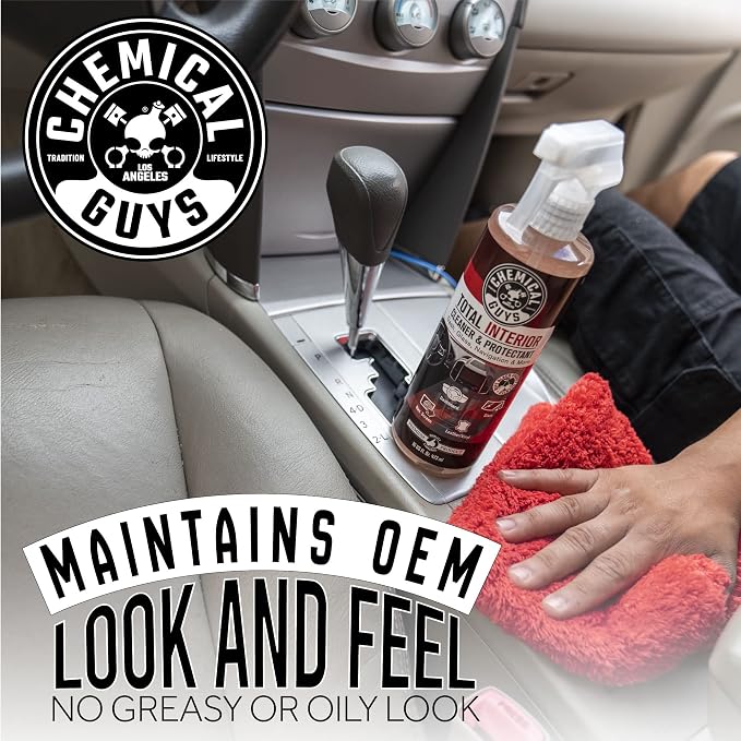 Chemical Guys, Total Interior Cleaner & Protectant, Black Cherry, 16 oz | Cleans leather, vinyl, plastic and glass in one step with a Black Cherry scent and a fresh, factory-style finish
