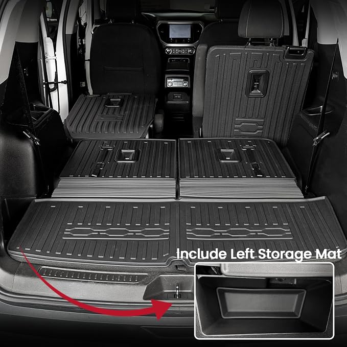 Floor Mats Cargo Mat Set for 2017-2023 GMC Acadia 6 Seats Captain Chairs Accessories, All-Weather TPE Trunk Mat Cargo Liner Backrest Mats SL/SLE/SLT/AT4/DENALI(Floor Mats+2-in-1 Cargo Mat)