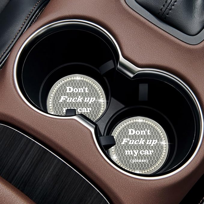 4 PCS Bling Car Cup Coaster, 2.75 Inch Anti-Slip Cup Holder Insert Coasters, Universal Crystal Rhinestone Auto Drink Car Cup Mat, Interior Car Accessories for Women Girls (Gray)