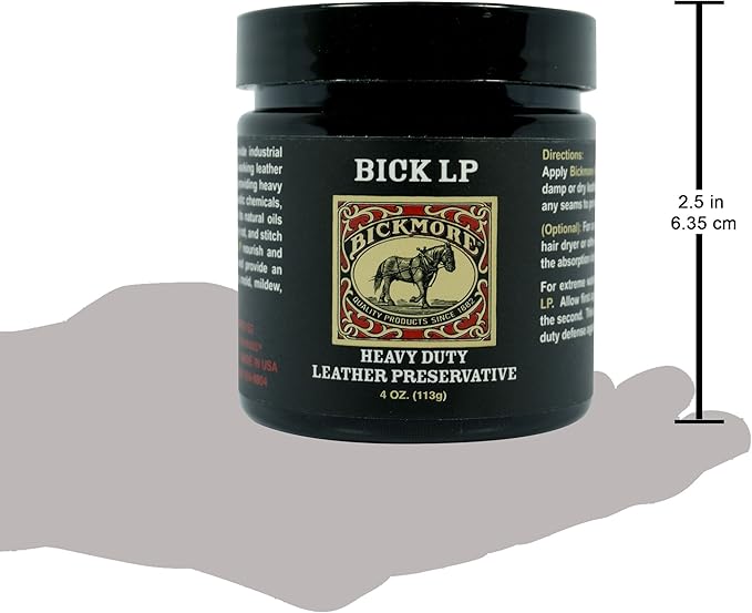 Leather Conditioner, Scratch Repair | Bickmore Bick LP 4oz - Heavy Duty LP Leather Preservative | Leather Protector, Softener and Restorer Balm for Dry, Cracked, and Scratched Leather | Made in USA