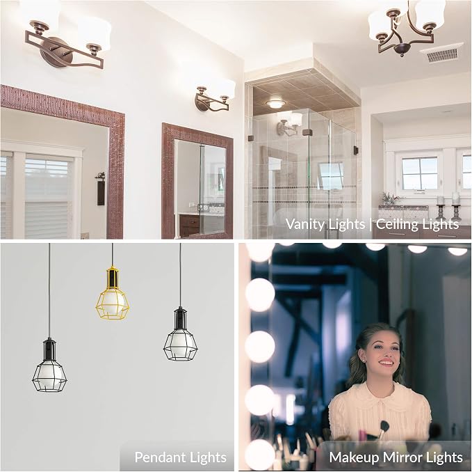 Simba Lighting LED G25 Bulbs 8W 60W Equivalent 120V E26 Daylight, 3 Pack | Decorative White Frosted Cover Globe G80 Light Bulbs for Bathroom Vanity, Makeup Mirror, Standard E26 Medium Base, 5000K