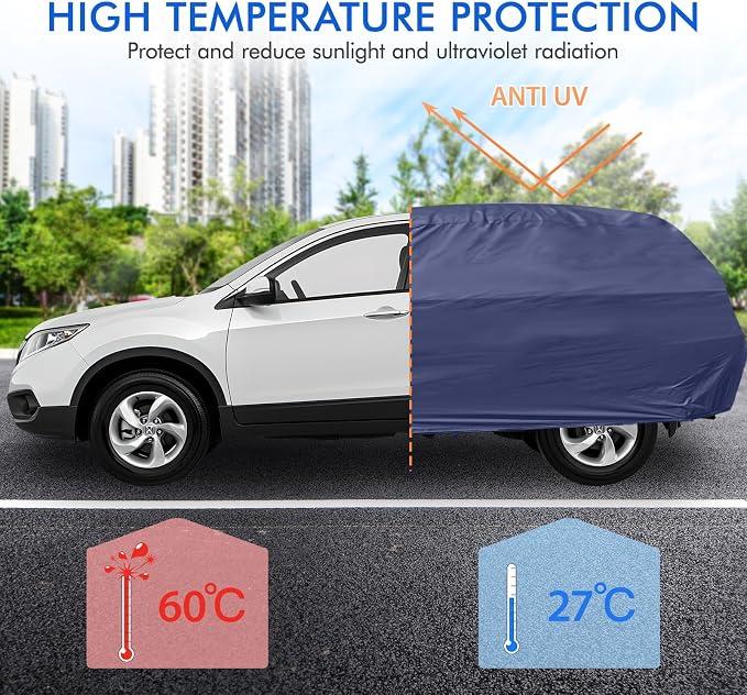 Car Cover Waterproof All Weather, 6 Layers Outdoor Full Exterior Cover Rain Sun UV Snowproof Protection with Zipper Cotton, Mirror Pocket for Honda CR-V