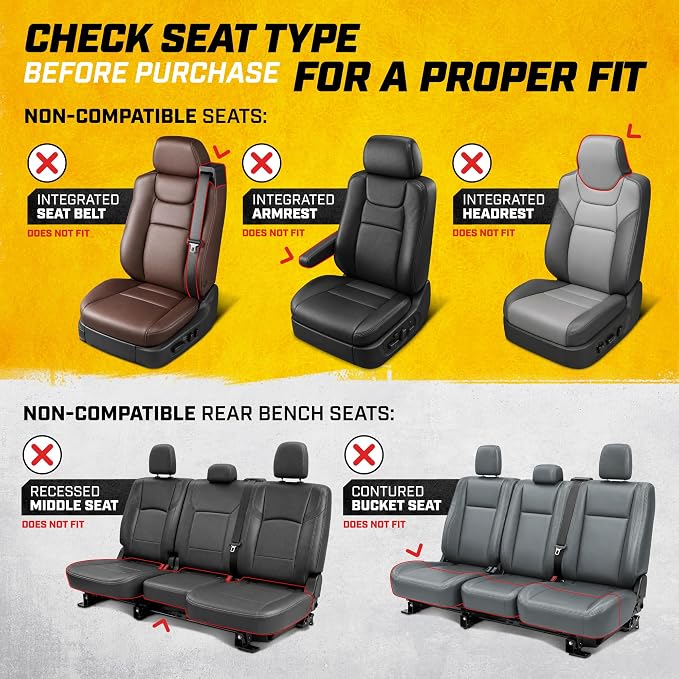 CAT MeshFlex Seat Covers Full Set for Full-Size Pickup Trucks Only - Gray | Front Bucket Seat Covers & 60/40 Split Rear Bench Protector – Interior Accessories For F-150, Silverado, Ram, Sierra & Tundra