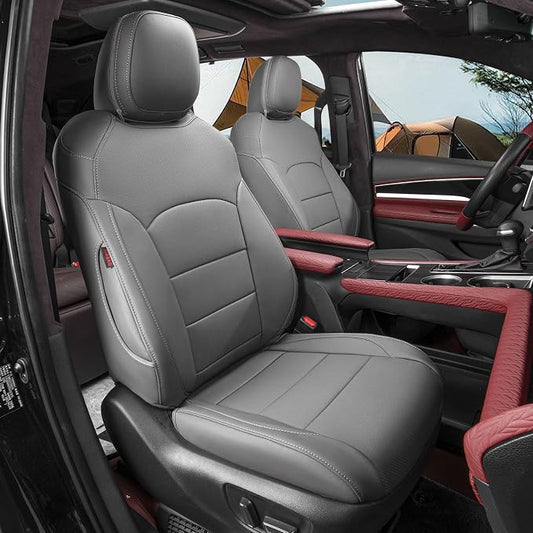 coverdream Sienna Car Seat Covers Custom Fit for 2011-2020 Toyota Sienna XLE,Limited,Limited Premium,2nd Row Captain Seats w/Leg Rest,Luxury Waterproof Faux Leather Van Seat Protector(Full Set,Gray)