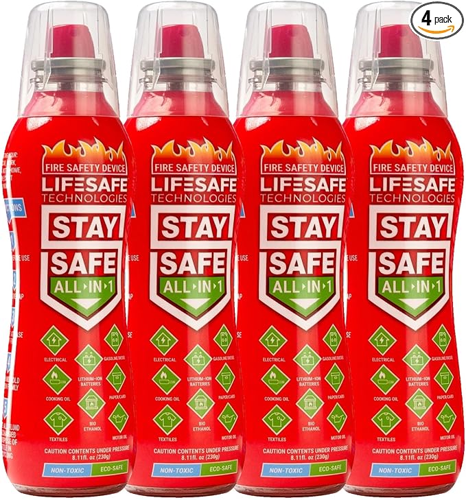 StaySafe All-in-1 Portable Fire Extinguishing Spray By LifeSafe Technologies | Compact Fire Extinguisher For 10 Types of Fires | Non-Toxic, Non-Hazardous & Eco-Friendly