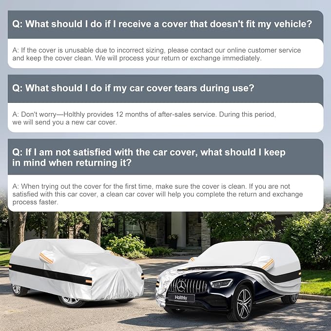 10 Layers SUV Car Cover Custom Fit Mercedes-Benz GLC300 GLC350e GLC43 63(2015-2026),Waterproof All Weather for Automobiles, Outdoor Full Cover Sun Dust Rain Protection with Cotton. Silver