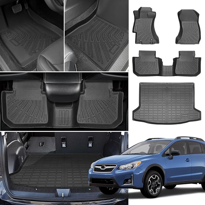Floor Mats for Subaru Crosstrek 2013-2016-2017,for Subaru Impreza 2012-2016 | Front Rear Mats & Cargo Mat, TPE Anti-Slip Waterproof Summer Winter Floor Liners Crosstrek Floor Mats Accessories