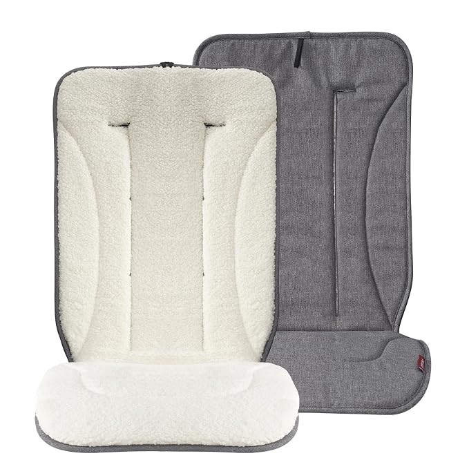 Momcozy Reversible Stroller Cushion | Universal Breathable Stroller Liner | Winter Warm Car Seat Liners | Crib Carriage Cushion Pad | Plush for Winter Use ＆Soft Fabric for All-Season Comfort
