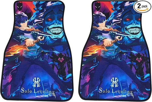 Anime Car Carpet Mat Set of 2 Front, SOLLVL Design Automotive Accessories Interior All Weather Floor Mats Decor with Non Slip Black Anti Skid Backing