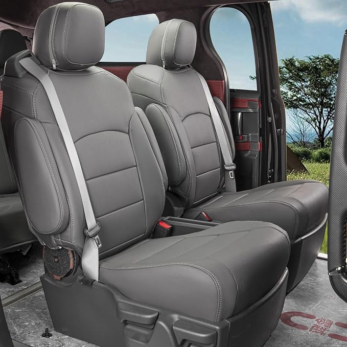 coverdream Sienna Seat Covers Custom Fit for 2021-2026 Toyota Sienna LE/XLE (8-Passenger),2nd Row Bench w/Removable Middle Seat,Fully Covered,Waterproof Leather Car Seat Protector (Full Set,Gray)
