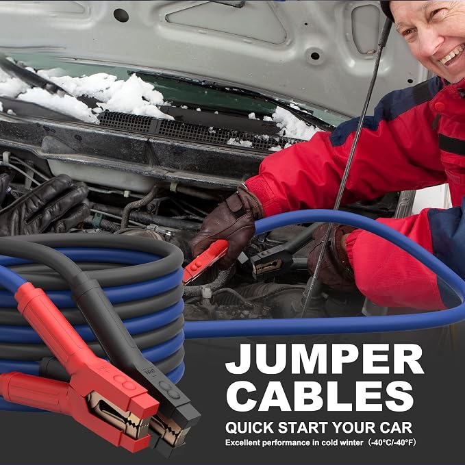 EXTRESPO Heavy Duty Jumper Cables, 0 Gauge 25 Feet 1000Amp Booster Cables, UL Listed Cables for 12V & 24V Cars, SUVs and Trucks, Jumper Cables Kit with Carry Bag, Gloves, Brushes (0 Gauge 25 Feet)…