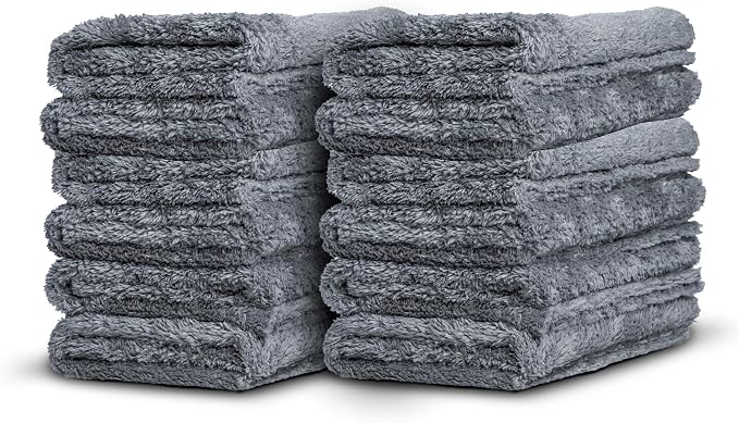 Adam's Borderless Grey Microfiber Towel (12pk) - Premium Ultra Soft Car Detailng Towel Cloths, 480gsm - Safe for Car Wash, Home Cleaning & Pet Drying Cloths (16 Inch x 16 Inch)