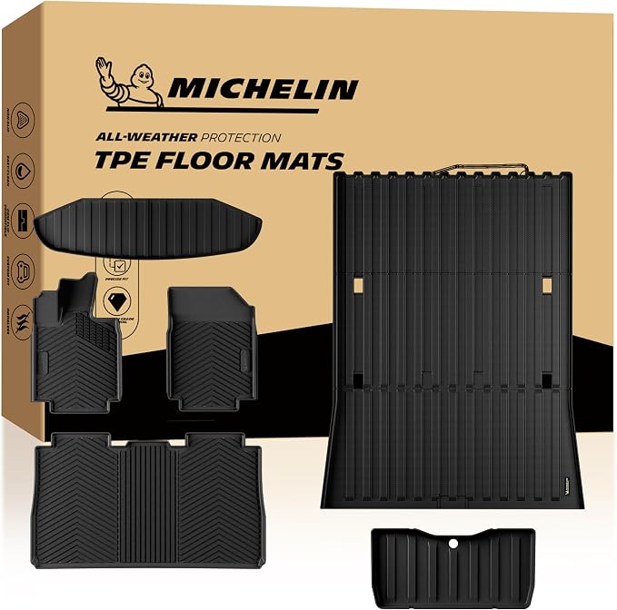 Michelin Vehicle Mats, Premier Series All-Weather TPE Custom Fit Liner for 2025-2027 Tesla Cybertruck Floor Mats (6 Piece), Not fit Cyberbeast