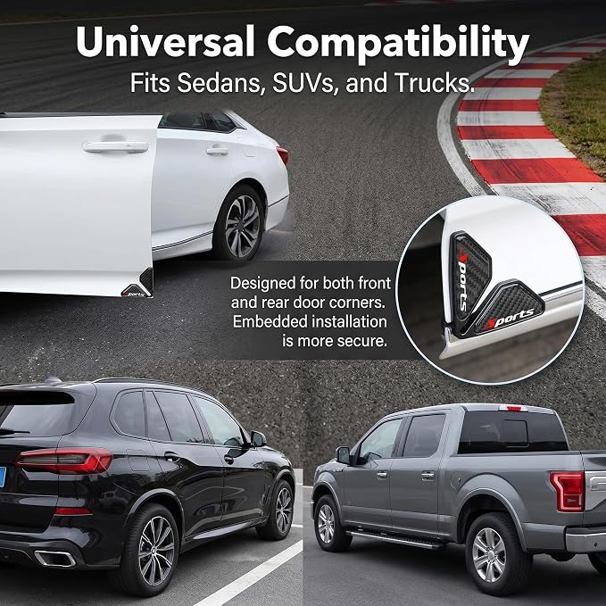 2 PCS Car Door Corner Edge Guards, PVC Soft Rubber Thickened Anti-collision Protector, Carbon Fiber Sporty Marker Decorative Sticker, Exterior Accessory for Most Cars (Black)
