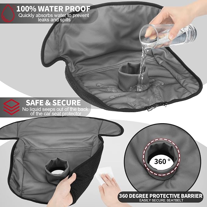 HunnmingRe 2 Pack Black Car Seat Protector for Potty Training Waterproof Piddle Pad Cover from Spillages Nappy Leaks Toilet Training Anti Slip Backing Strollers Carseat Liner for Toddlers Babies