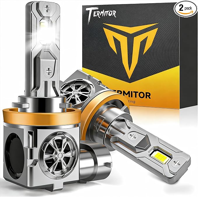 Termitor 2026 Latest H11 LED Bulbs, 96000LM 1000% Brightness, CANBUS Ready No Flickering, Real 1:1 H9 Bulb Size, 70K+ Hours Lifespan, 6500K White Turn Signal & Fog Light Combos, Plug N Play, Pack of 2