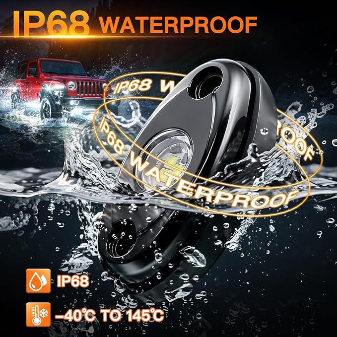 Rock Lights,LEDMIRCY R1 LED Pure White Rock Lights with Switch Wire Harness Kit(16Pods) Super Brigh Luces para Carro for Trucks ATV UTV Off Road Boat High Power Light Waterproof Shockproof