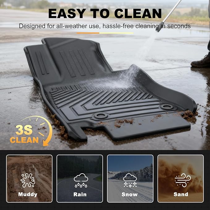 Floor Mats & Cargo Liner for Mercedes-Benz C-Class Sedan 2022-2026 | All Weather Custom Fit Floor Liners & Trunk Mat for C300 C43 AMG C63 AMG, Black