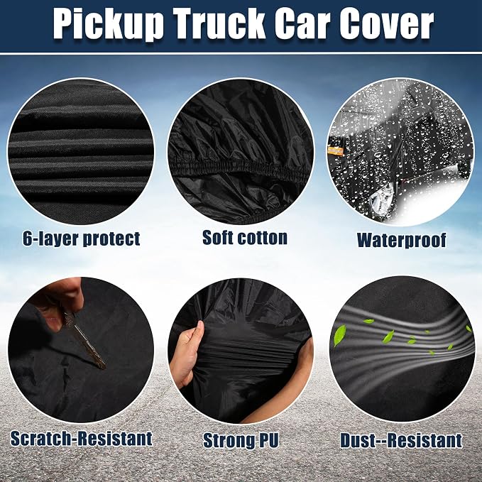 X AUTOHAUX SUV Car Cover for Chevrolet Tahoe 4 Door 2007-2024 Outdoor Waterproof Sun Rain Dust Wind Snow Protection 190T PU with Driver Door Zipper Black